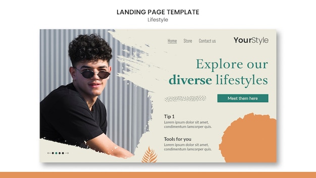 Kostenlose PSD landing page für den persönlichen lebensstil