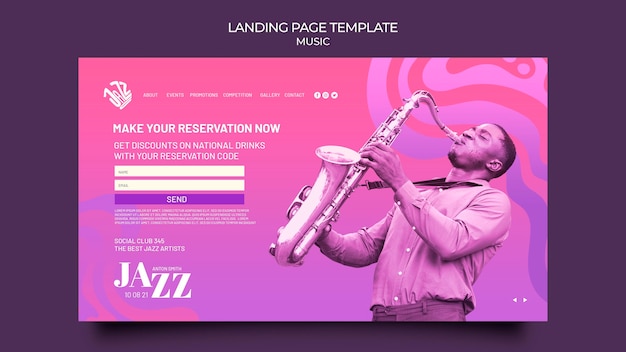 Landing page für jazz festival und club