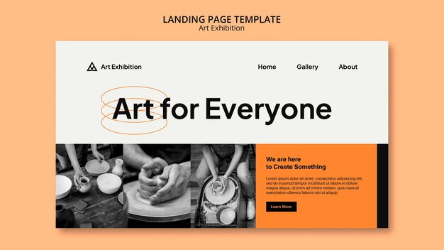 Landing page für minimalistische kunstausstellungen