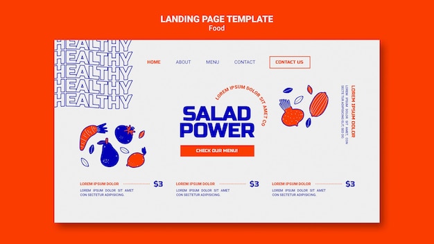 Kostenlose PSD landing page für salat power