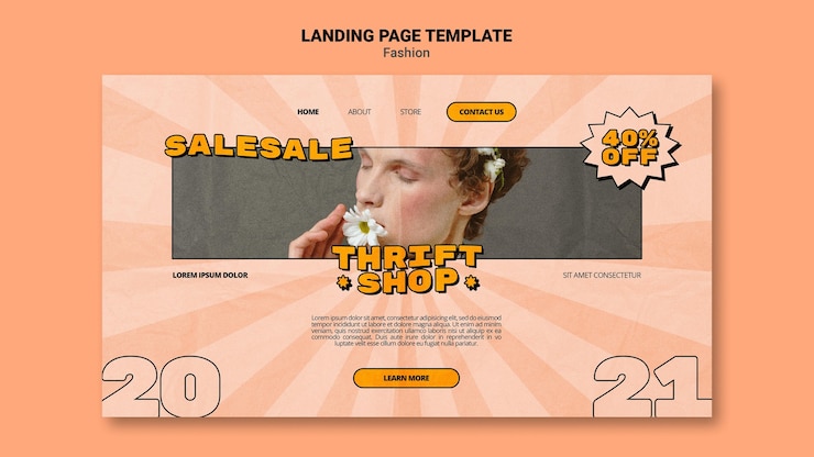 Kostenlose PSD landing page für secondhand-modeverkauf
