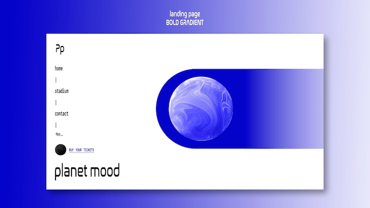 Kostenlose PSD landing page in fettem farbverlauf mit planet und wissenschaft