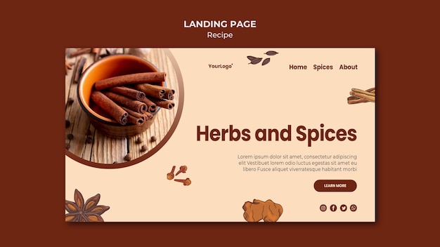 Landing page kräuter und gewürze vorlage