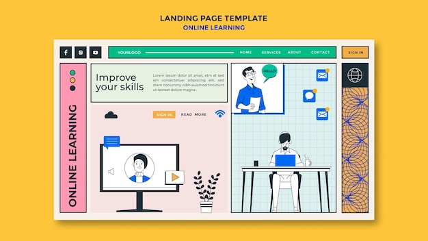 Kostenlose PSD landing page online-lernvorlage