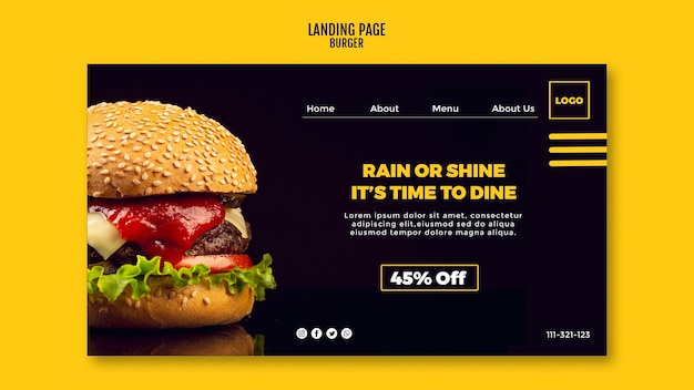 Kostenlose PSD landing page template burger