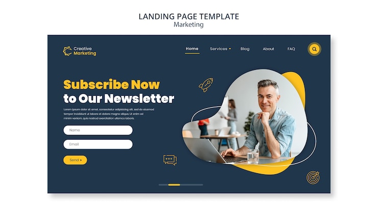 Kostenlose PSD landing page template design für newsletter