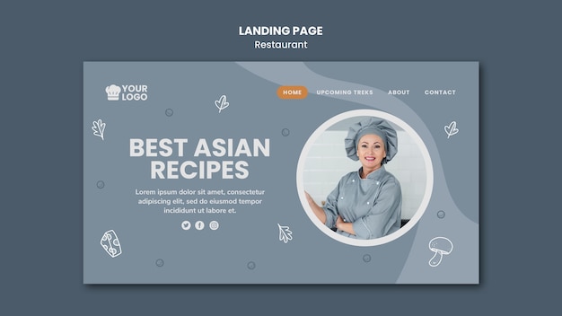 Kostenlose PSD landing page template restaurant anzeige