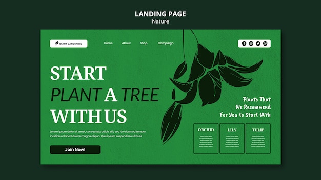 Landing page zum schutz des naturkonzepts