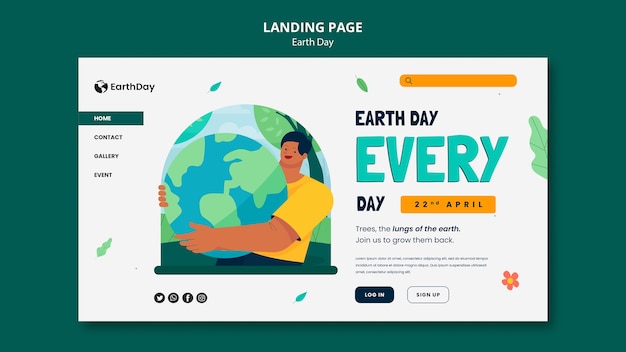 Kostenlose PSD landing page zur feier des tages der erde