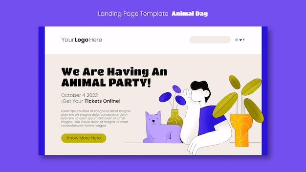 Kostenlose PSD landing page zur feier des tiertages