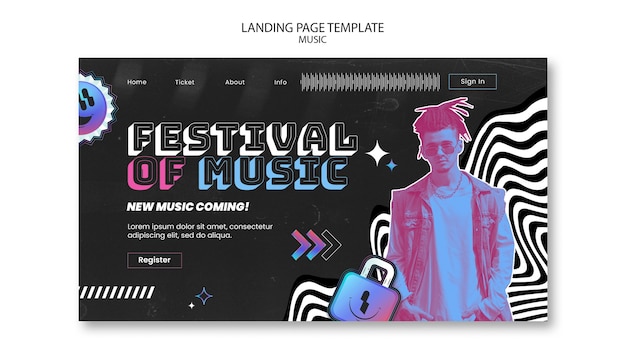 Landingpage der Musikshow mit Farbverlauf