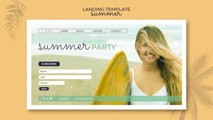 Kostenlose PSD landingpage der sommerparty