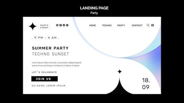 Kostenlose PSD landingpage der sommerparty