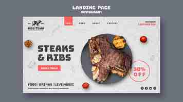 Kostenlose PSD landingpage der steak-restaurantvorlage