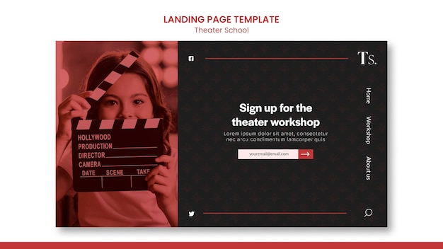 Kostenlose PSD landingpage der theaterschulvorlage