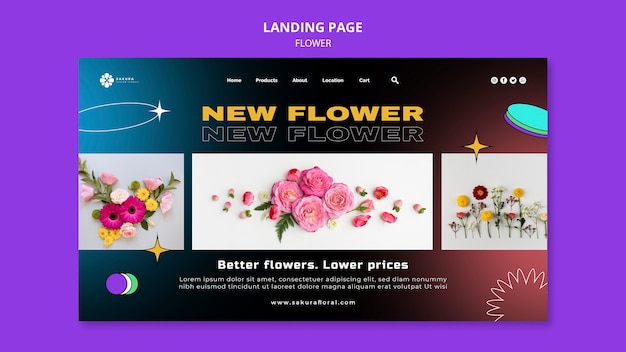 Kostenlose PSD landingpage des blumenladens