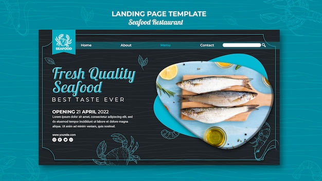 Kostenlose PSD landingpage des fischrestaurants