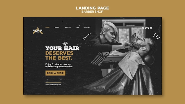 Kostenlose PSD landingpage des friseursalons