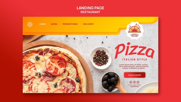 Landingpage des Pizzarestaurants