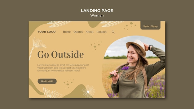 Landingpage-design der frau im freien