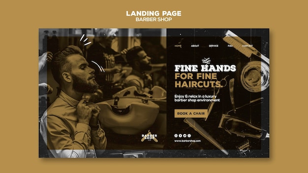 Kostenlose PSD landingpage-design des friseursalons