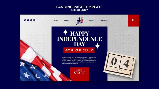 Landingpage-Designvorlage für den 4. Juli
