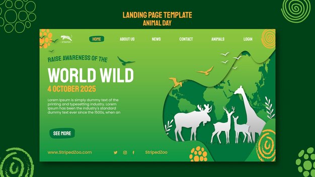 Landingpage-Designvorlage für Tiertag