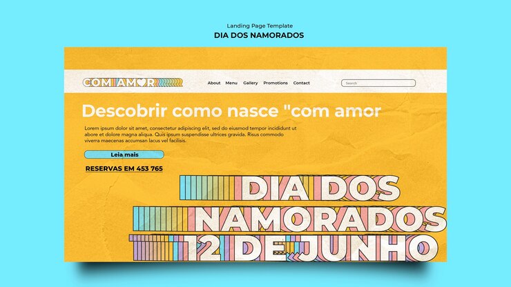 Kostenlose PSD landingpage-designvorlage von dia dos namorados
