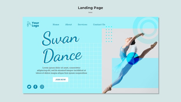 Kostenlose PSD landingpage für balletttänzer