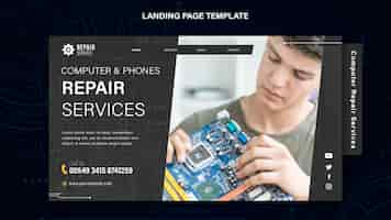 Kostenlose PSD landingpage für computer- und telefonreparaturdienste