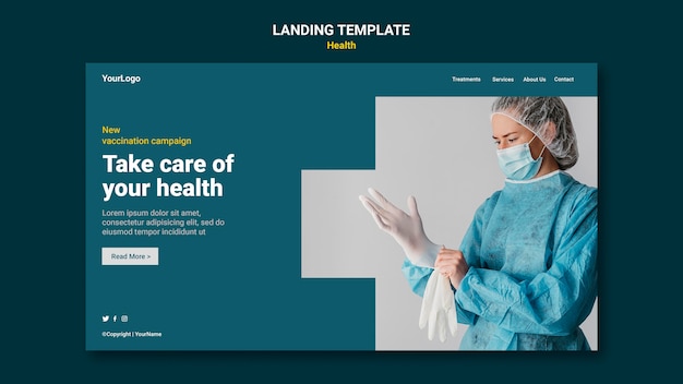 Kostenlose PSD landingpage für das gesundheitswesen