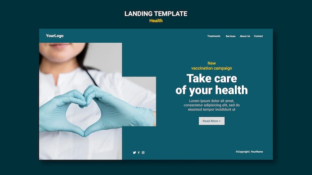 Kostenlose PSD landingpage für das gesundheitswesen