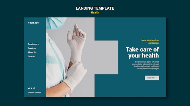 Kostenlose PSD landingpage für das gesundheitswesen