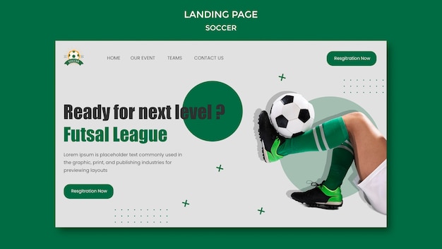 Kostenlose PSD landingpage für die frauenfußballliga