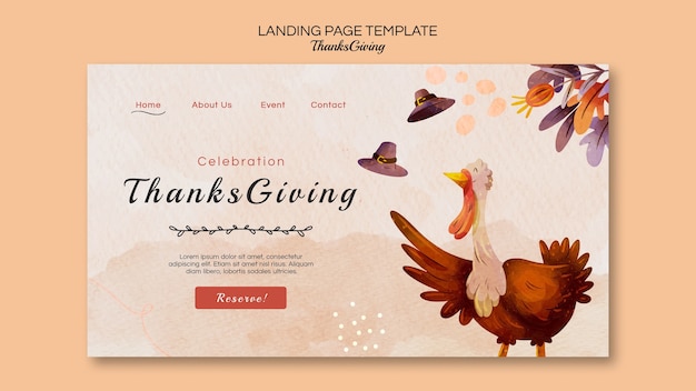 Kostenlose PSD landingpage für die thanksgiving-feier