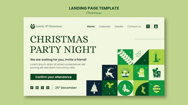 Kostenlose PSD landingpage für die weihnachtsfeier