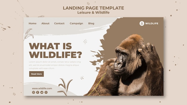 Kostenlose PSD landingpage für freizeit und wildtiere