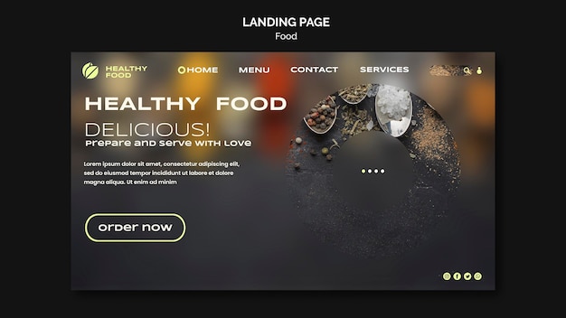 Landingpage für gesunde ernährung