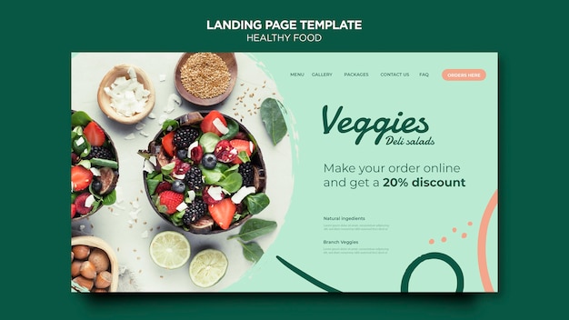 Kostenlose PSD landingpage für gesunde lebensmittel