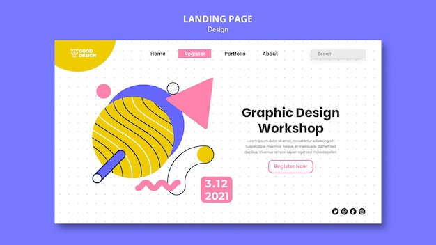 Kostenlose PSD landingpage für grafikdesign