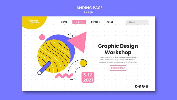 Kostenlose PSD landingpage für grafikdesign