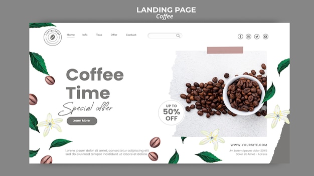 Landingpage für Kaffee