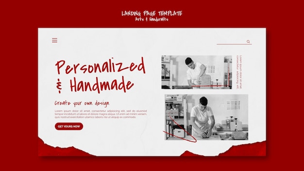 Kostenlose PSD landingpage für kunst und handwerk