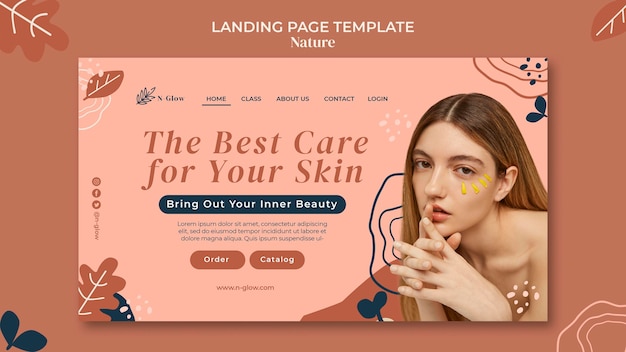 Kostenlose PSD landingpage für natürliche hautpflegeprodukte
