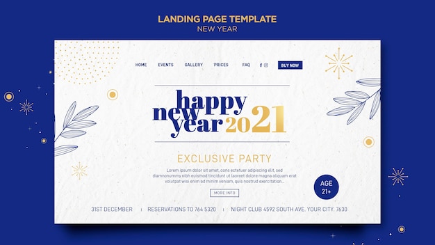 Landingpage für neujahrsfeier