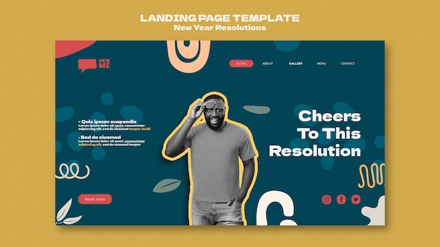 Kostenlose PSD landingpage für neujahrsvorsätze