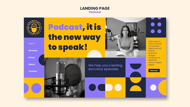 Kostenlose PSD landingpage für podcasts anhören