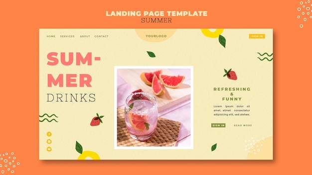 Kostenlose PSD landingpage für sommergetränke