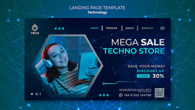Kostenlose PSD landingpage für techno store