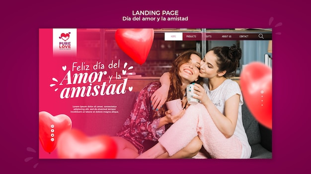 Kostenlose PSD landingpage für valentinstagfeier